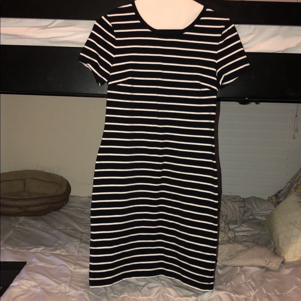 Black and white strip T-shirt dress